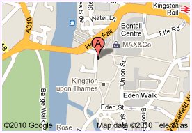 Google map of Kingston, Surrey, UK KT1 1PE