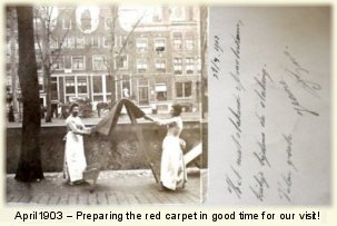 Amsterdam residents cleaning carpets ready for our visit (1903)