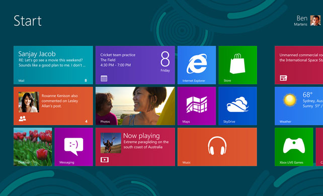 Windows 8 top level UI